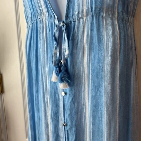 Blue and White Striped Maxi Cover Up - Picture 2 of 3